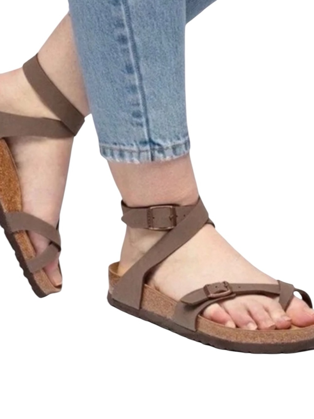 BIRKENSTOCK Yara Sandals Mocca Birkibuc Boho Ankle Wrap Size 38 (7 - 7.5)